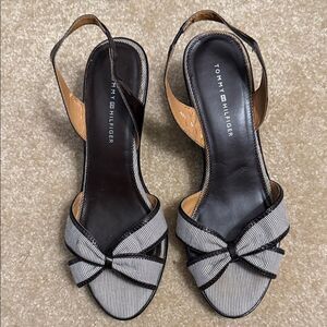 Tommy Hilfiger Black and White Bow Heels
